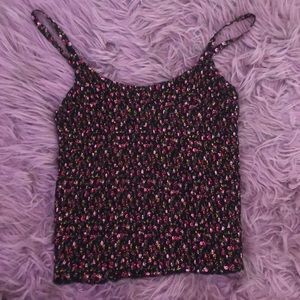 Ribbed black Hollister tank top with flowers